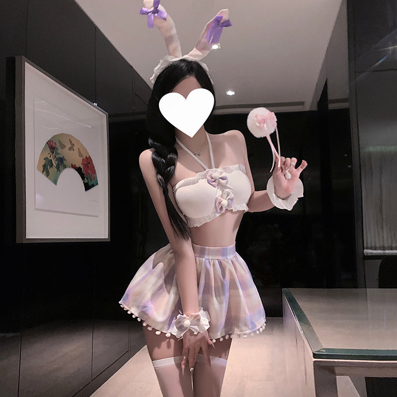 Playful Bunny Plaid Lingerie Set [dME1397]