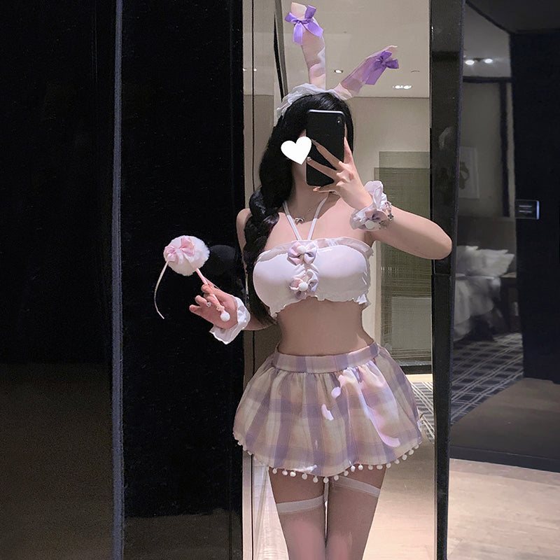 Playful Bunny Plaid Lingerie Set [dME1397]